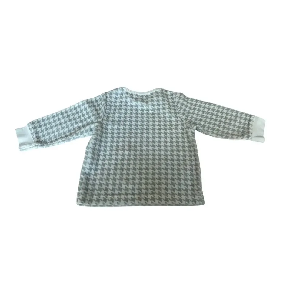 Bebe Sweeny Baby Gray/White Gingham Print Long Sleeve Pajama Set Size 12M